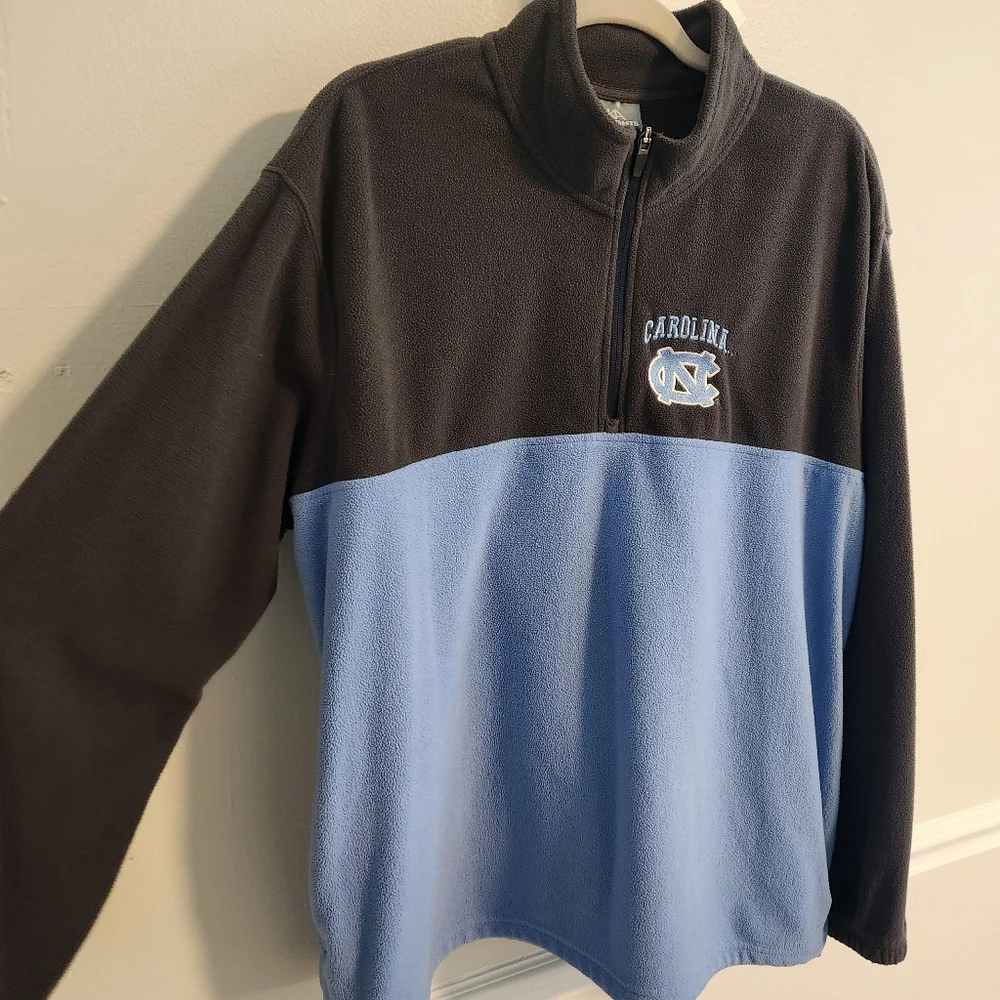 UNC Tar Heels Carolina Blue & Navy Quarter-Zip Fleece Pullover‎ Xl Like New